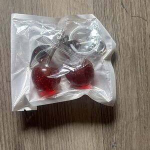SHEIN Glitter Cherry Keychain with Silver Detail